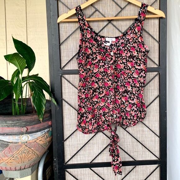 Lotta Floral Print Hippy Tie Summer Tank XS - Picture 1 of 2